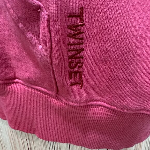 TWINSET MILANO Oversized  SWEATSHIRT FRINGE MIDI DRESS NWOT, SIZE S - Picture 7 of 11